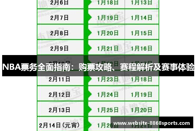 NBA票务全面指南：购票攻略、赛程解析及赛事体验